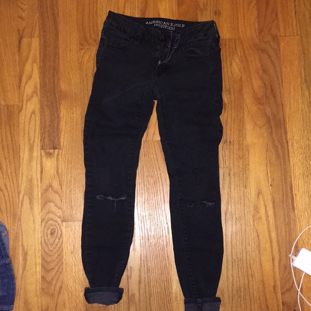 charcoal black american eagle jeans
